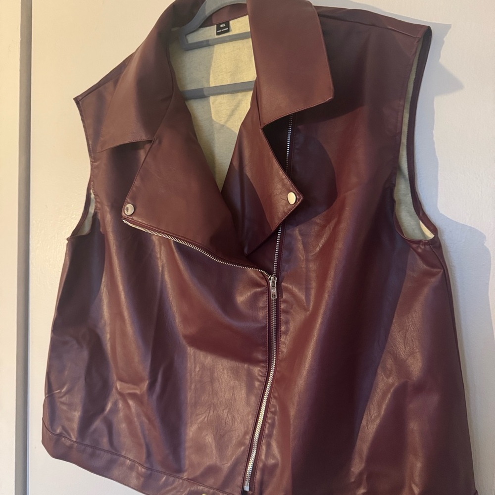 Women's Burgandy Leather Vest